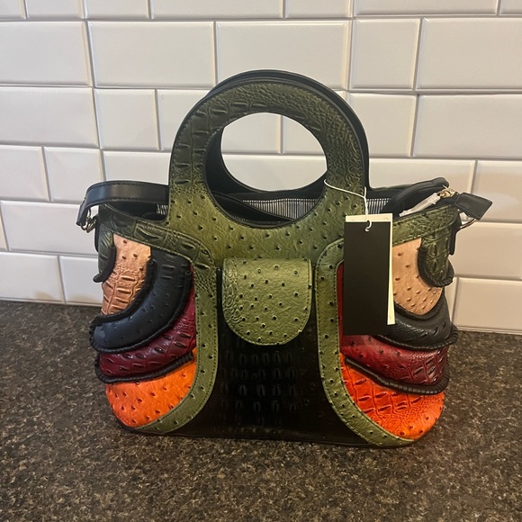 Handbags - ✨ Multicolor Faux Ostrich Satchel Handbag – Statement Piece ✨
